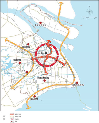 上海市城市化战略格局示意图 