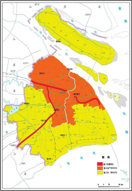 上海市地下水禁采区、限采区划定范围图
