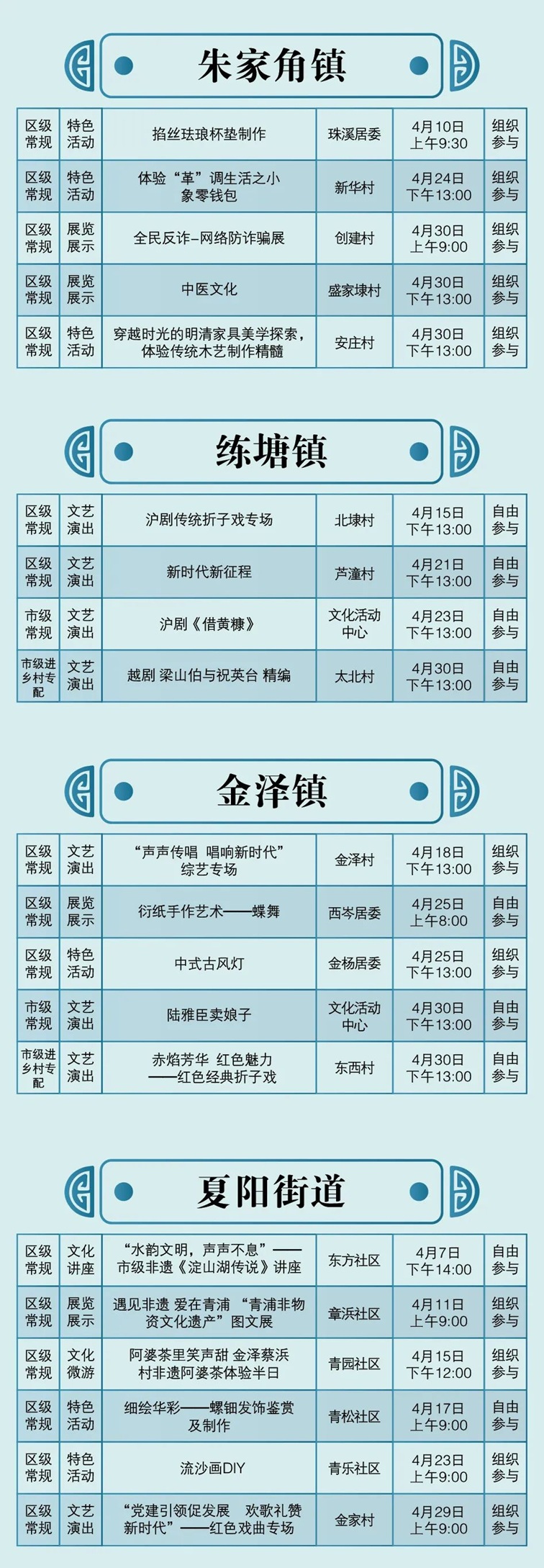2025年青浦区公共文化内容配送四月预告