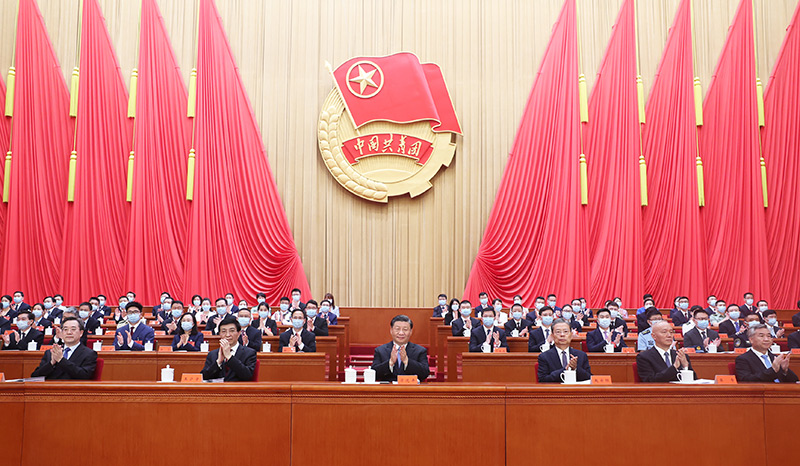 6月19日，中国共产主义青年团第十九次全国代表大会在北京人民大会堂开幕。习近平、赵乐际、王沪宁、蔡奇、丁薛祥、李希等在主席台就座，祝贺大会召开。 均新华社记者 鞠鹏 摄.jpeg