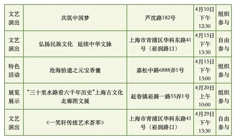 2026年青浦区公共文化内容配送四月预告