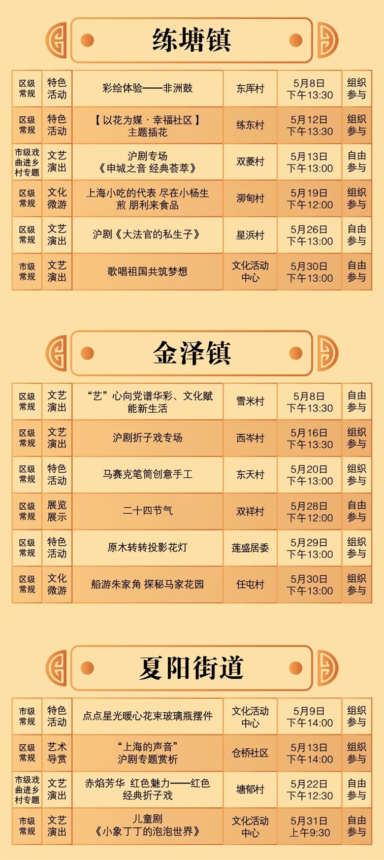 2025年青浦区公共文化内容配送五月预告