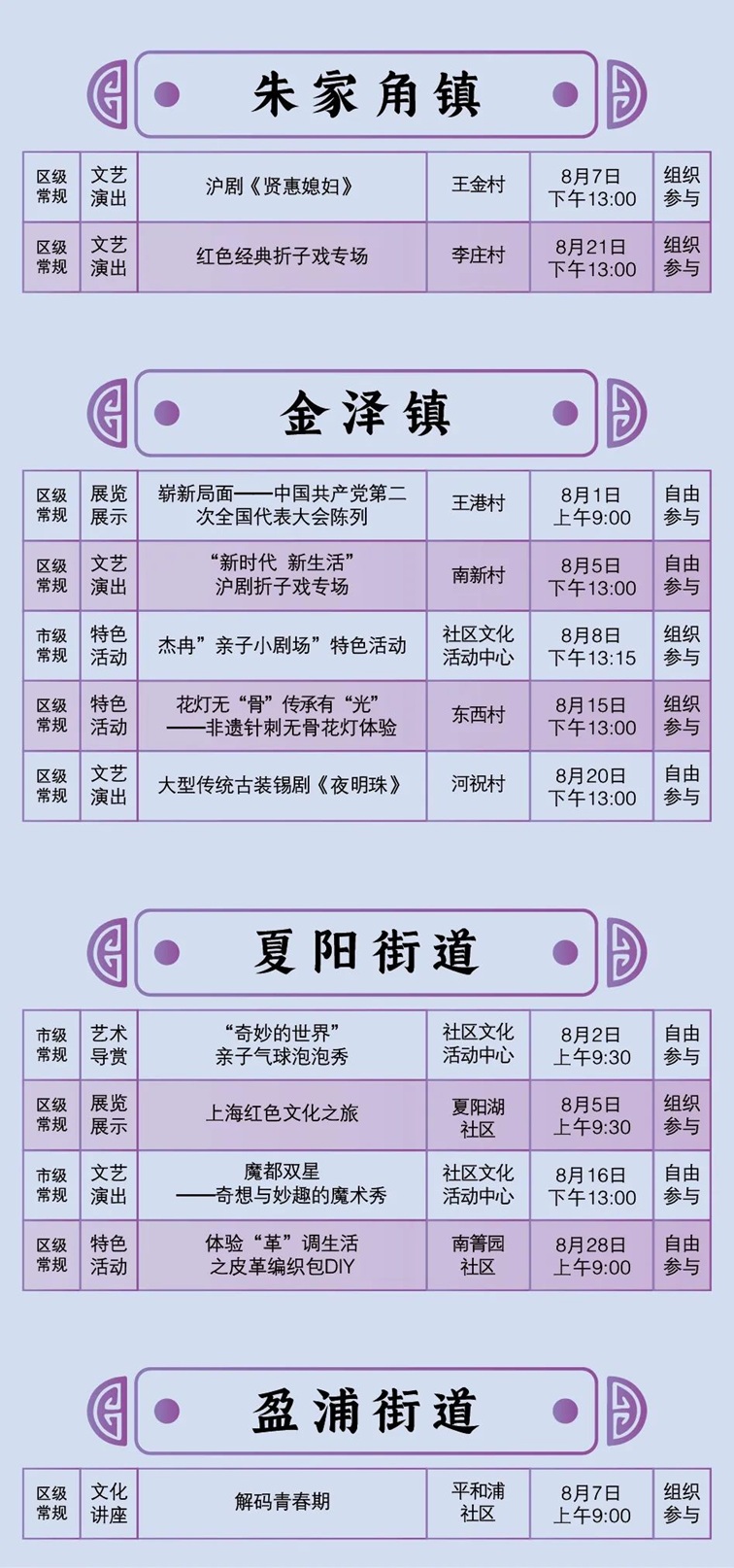 2025年青浦区公共文化内容配送八月预告