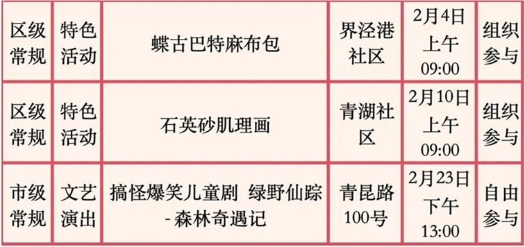 2026年青浦区公共文化内容配送二月预告