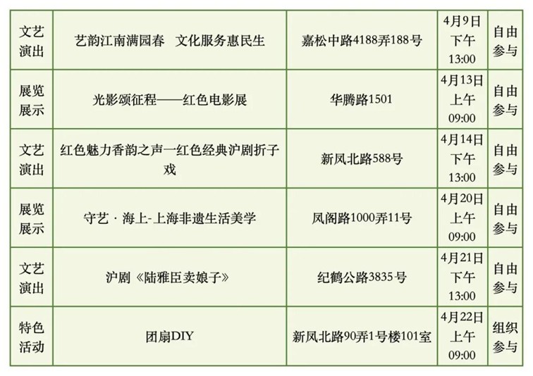 2026年青浦区公共文化内容配送四月预告