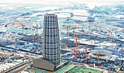 2月1日，河北雄安国贸中心建设工地一派繁忙景象。.jpg