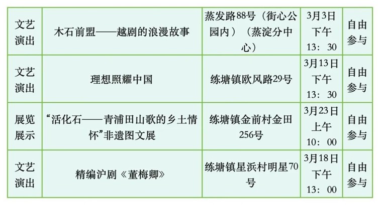 2026年青浦区公共文化内容配送三月预告