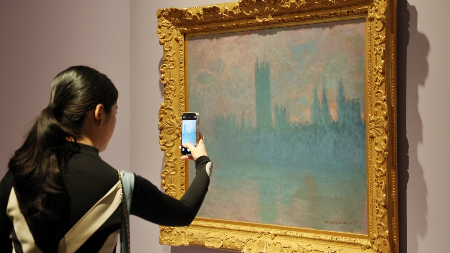 莫奈作品《国会大厦·玫瑰色交响乐》。.jpg 莫奈作品《国会大厦·玫瑰色交响乐》。.jpg