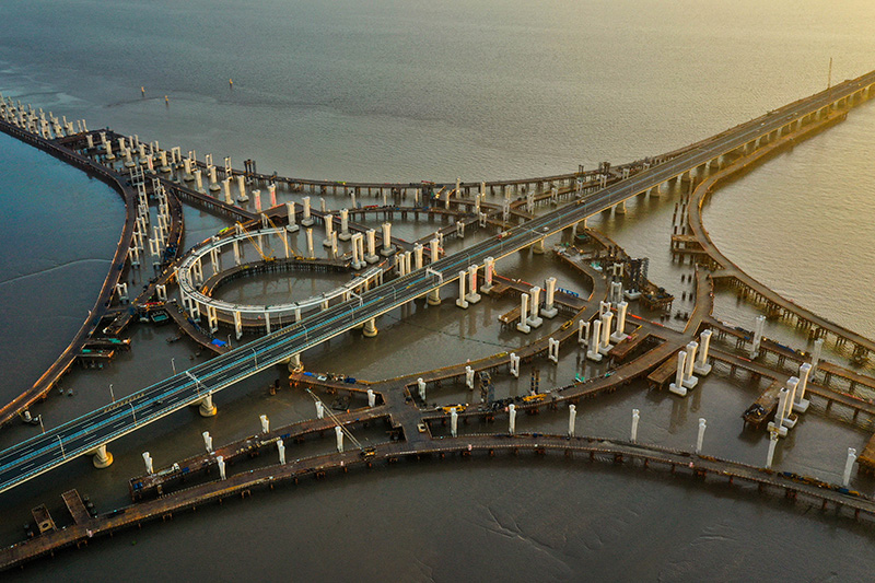 2022年7月2日拍摄的日出时分的浙江省杭甬复线滨海互通立交(无人机照片).jpeg 2022年7月2日拍摄的日出时分的浙江省杭甬复线滨海互通立交(无人机照片).jpeg