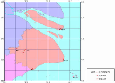 “十二五”上海地震前兆观测台网优化改造规划示意图