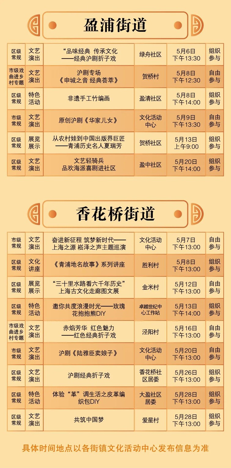 2025年青浦区公共文化内容配送五月预告