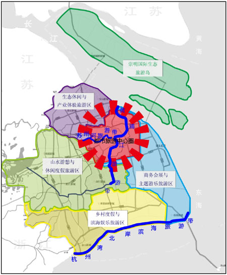 图2旅游业“一圈、四区、三带、一岛”发展格局