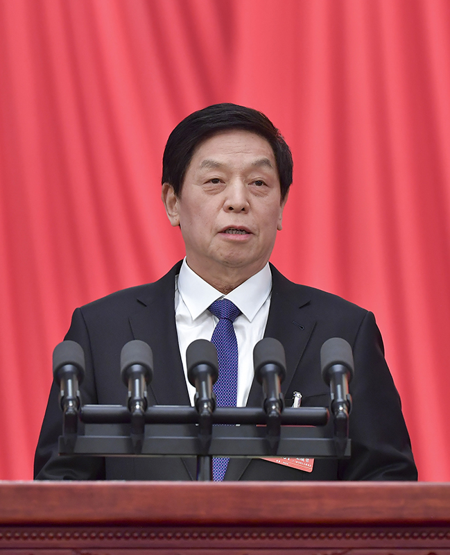 3月7日，十四届全国人大一次会议在北京人民大会堂举行第二次全体会议。受十三届全国人大常委会委托，栗战书委员长向大会报告全国人大常委会工作。.JPG