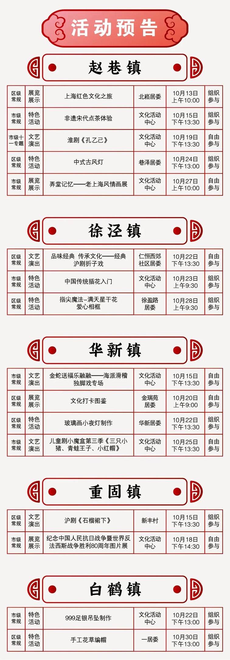 2025年青浦区公共文化内容配送十月预告