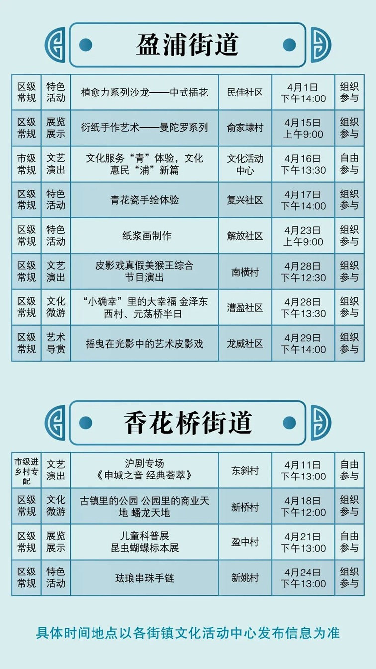 2025年青浦区公共文化内容配送四月预告